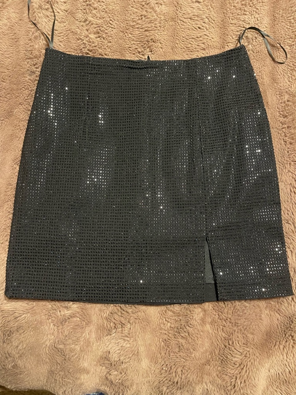 Black Rhinestone Mini Skirt